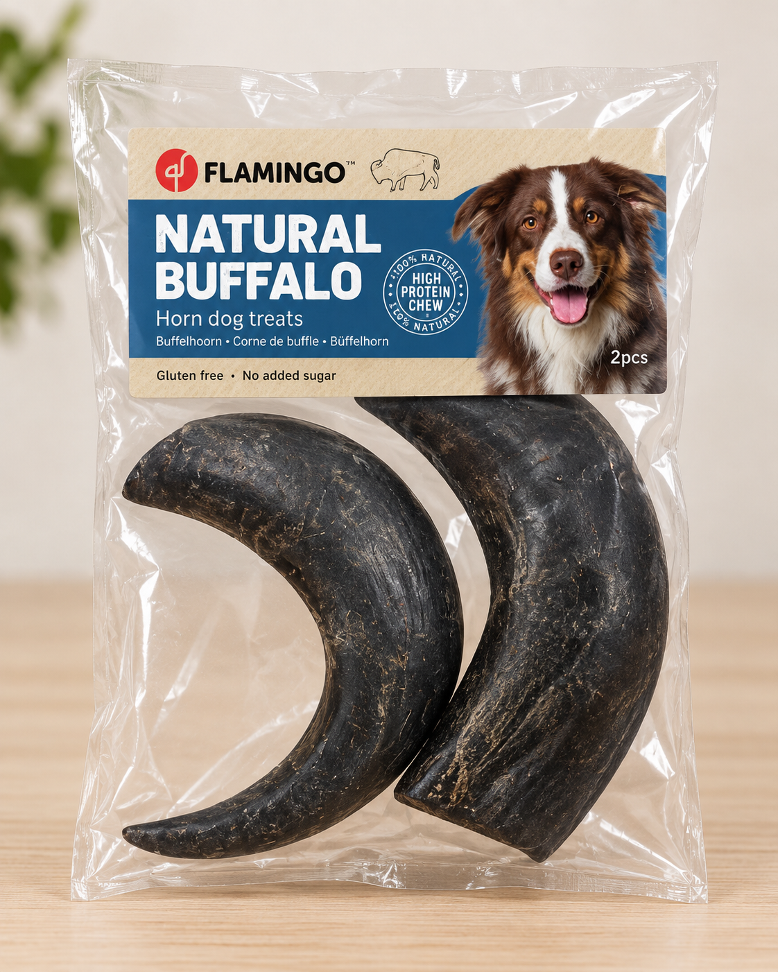 Corne de buffle FLAMINGO pour chien taille M