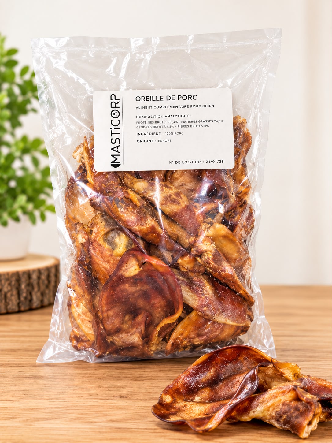 Oreilles de porc séchées pour chien - mastication naturelle