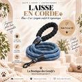 Laisse longue ZOLIA WALOU 3 m en corde avec poignée confort