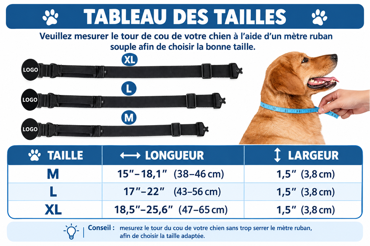 Collier tactique GENDJI’S avec poignée pour chien