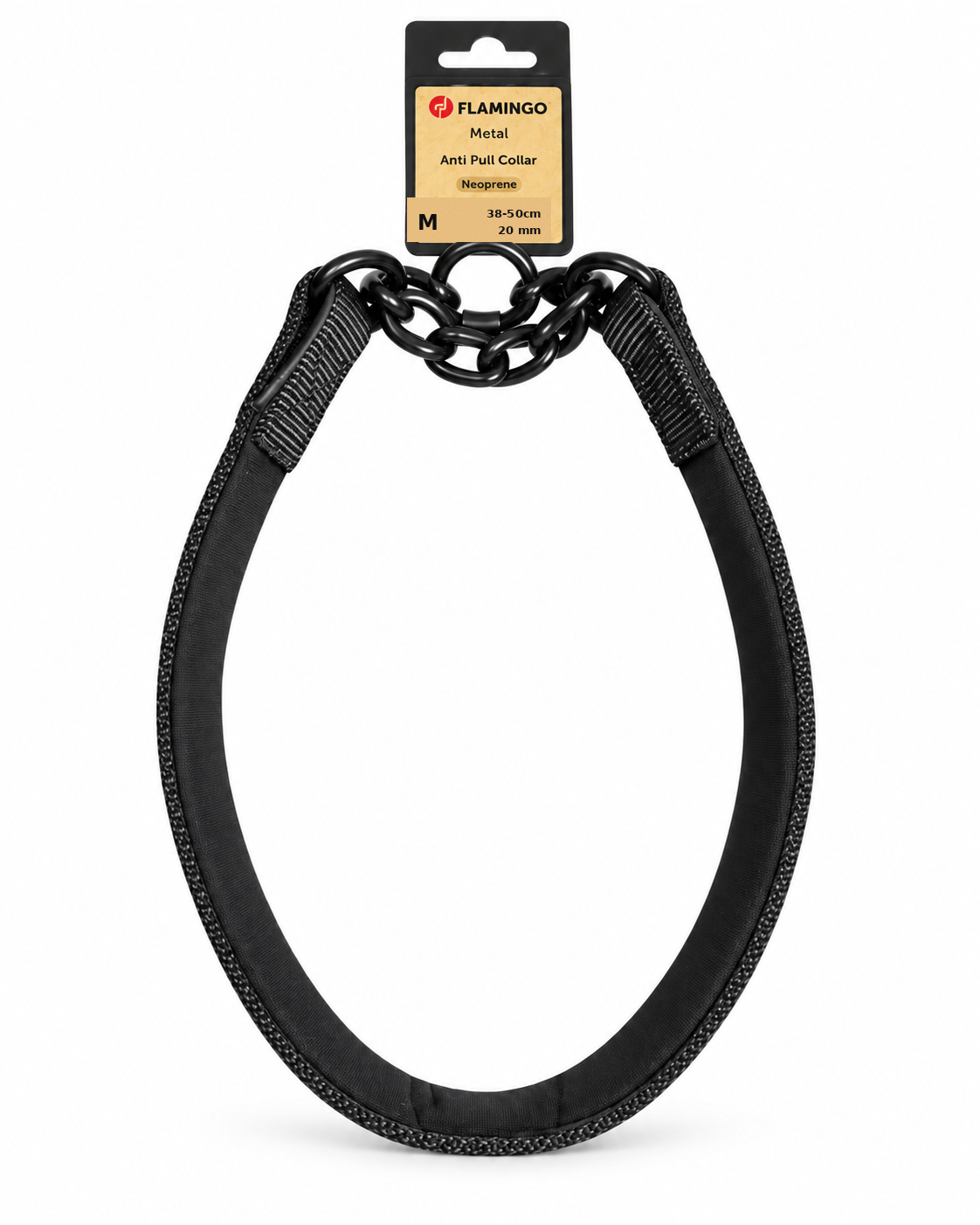 Collier anti-traction Flamingo noir taille M 38-50 cm