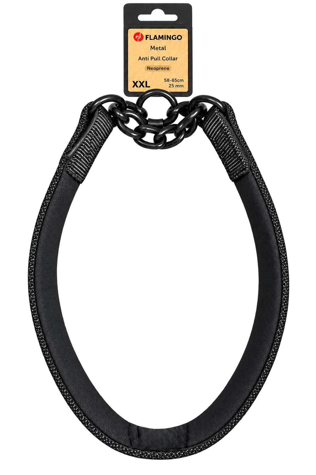 Collier anti-traction Flamingo noir taille XXL 58-65 cm