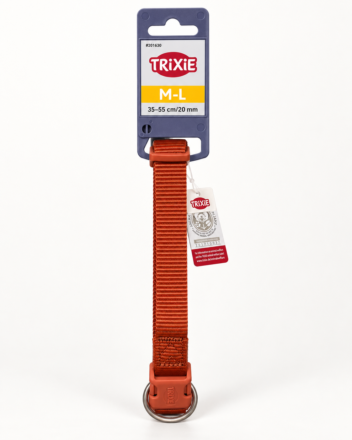 Collier TRIXIE orange M–L, 35–55 cm, largeur 20 mm