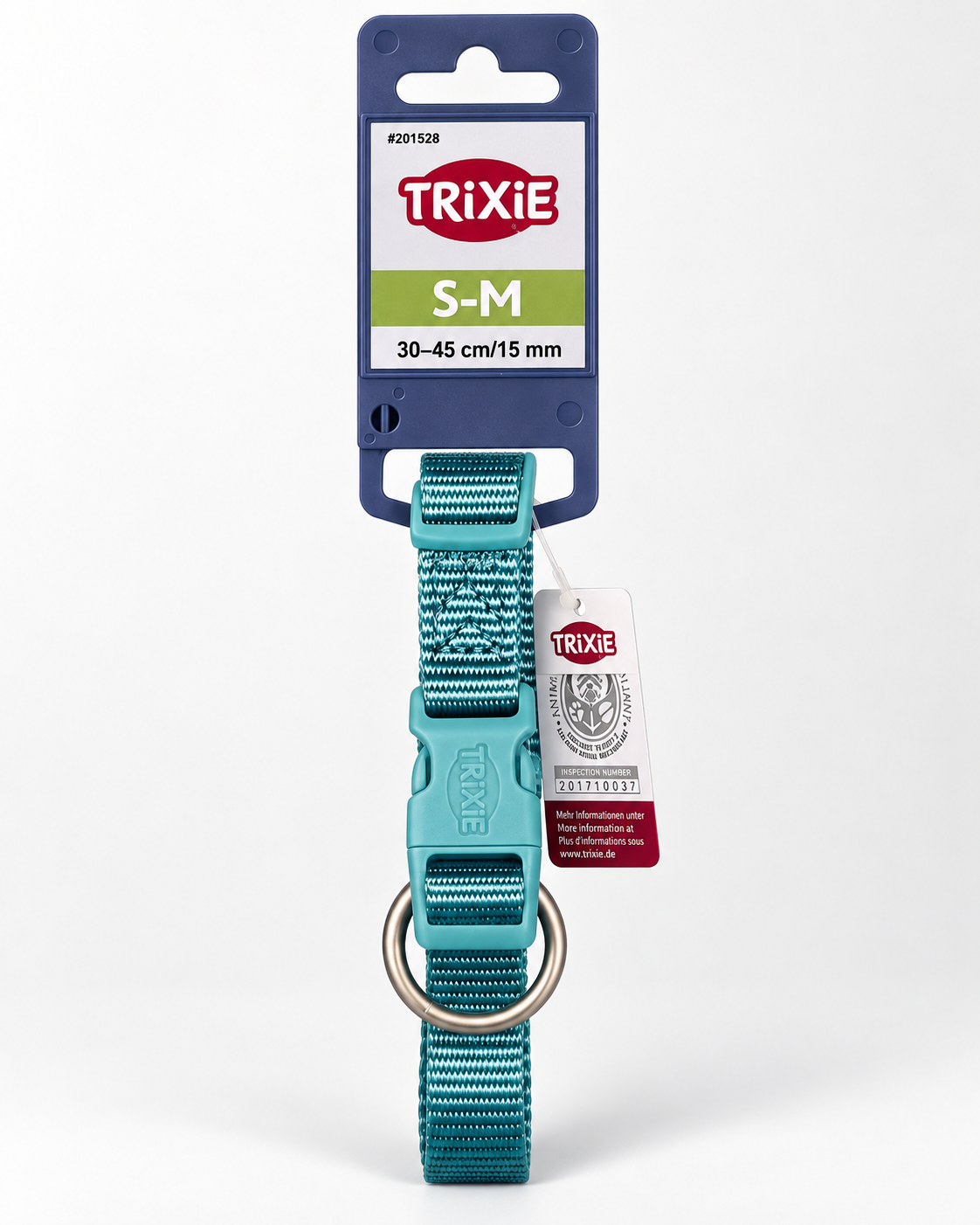 Collier TRIXIE turquoise S–M, 30–45 cm, largeur 15 mm